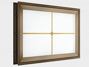 Окна (ударопрочное оргстекло, декоративные вставки в виде креста или ромба)